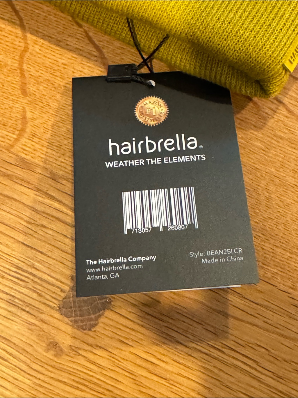Hairbrella Waterproof Satin-Lined Cuffed Beanie Chartreuse Unisex Nwt Os — image 3 of 5